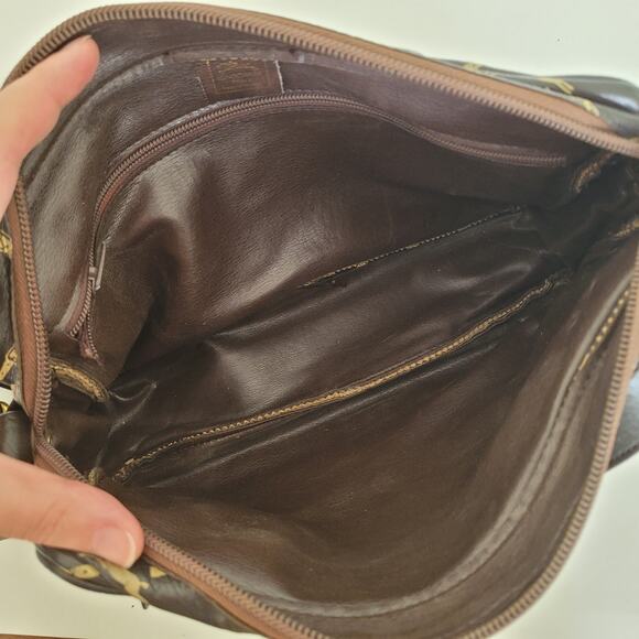 Longchamp Paris Signature Geniue Leather Brown Zip Shoulder Bag Purse Medium - Picture 5 of 13